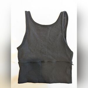 Lululemon Power Pivot Crop Tank Black Ribbed